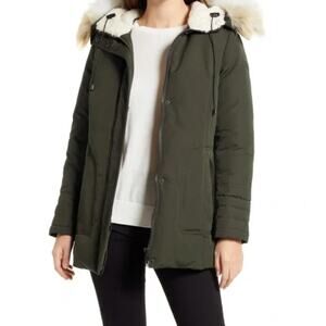 Sam Edelman Olive Down Filled Hooded Parka Coat Jacket, Small
